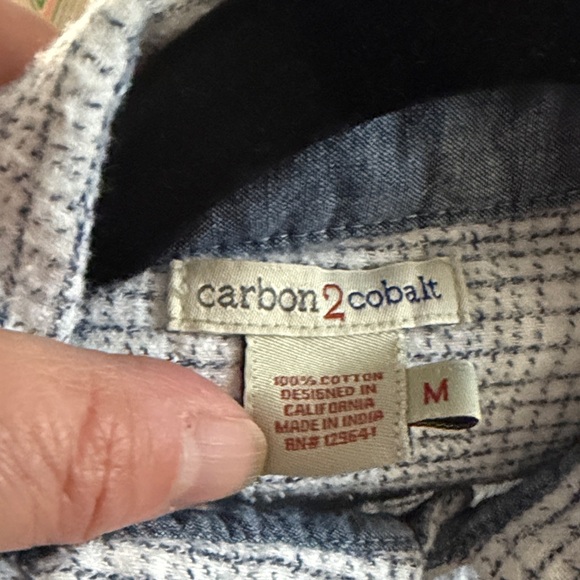 Men's Casual Button Down Shirt - Blue/ White Checkered - Picture 3 of 3